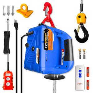 ($134.99) - New - 120V Electric Hoist Winch | 1100lbs 1500W Portable Electric Power Winch with Wireless Remote Control | Vertically &#38; Horizontally Lift 25ft | Overload Protection for Lifting Towing