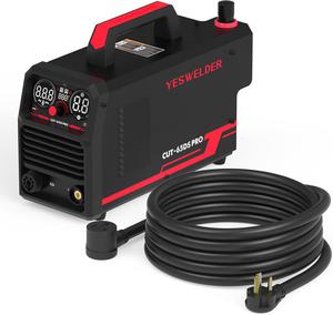 Pre Owned - YESWELDER CUT-65DS PRO Non-High Frequency Plasma Cutter, Non-Touch Pilot Arc Digital Display Plasma Cutting Machine &#38; 10 AWG 20ft 250Volt Welder Extension Cord