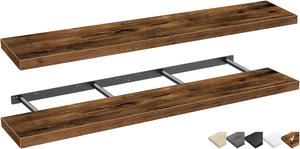 ($119.82) - New - QEEIG Bathroom Shelves 55 inches Long Wall Shelf Large Extra Long 55 x 9 inch Set of 2, Rustic Brown (008-140BN)