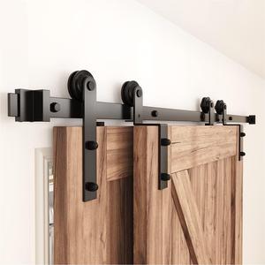 ($84.99) - New - ZEKOO 6FT Single Track Bypass Sliding Barn Door Hardware Kit for Double Doors, Bypass Barn Door Track Kit, Flat Track Roller, Low Ceiling (6FT)