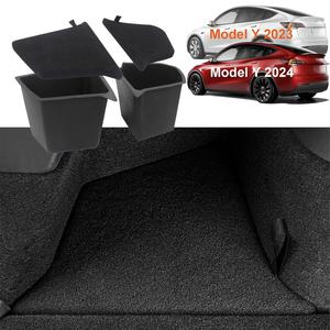 ($67.99) - Pre Owned - Fit 2022-2025 Tesla Model Y Trunk Storage Bins, Side Storage Box with Lids, Rear Trunk Organizer for Tesla Model Y Accessories (5-Seater, After July 2022)