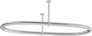 New - SATOH Oval Shower Curtain Rod for Bathroom Ceiling Mounted Low Carbon Steel Shower Curtain Rail for Clawfoot Tub Chrome Curtain Rod with Adjustable Ceiling Support - 43x25 Inch(Free Curtain Hooks)