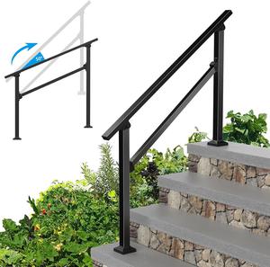 ($49.99) - New - Wrought Iron Handrails for Outdoor Steps - Exterior Hand Rails for Concrete Steps Outside Metal Stair Railing Porch 4 Step