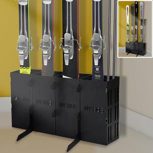($76) - New - TOPOWN Ski Storage Rack Floor for Garage, Freestanding Floor Stand Ski Holder, Ski Rack Garage for 4 Pairs of Skis, Wide Skis Storage Rack Floor Mount for 120mm~150mm, Heavy Duty Metal and Stable