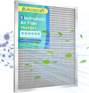 ($48.99) - New - 16x25x1 Electrostatic Air Filter, Washable &#38; Reusable Aluminum AC/HVAC Furnace Filter, MERV 8, Lasts a Lifetime, Healthier Home or Office(Actual Size: 15.5&#34;x24.65&#34;x0.86&#34;)