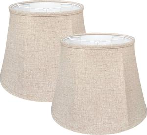 ($39.99) - New - Double TOOTOO STAR Brown Lamp Shade Set of 2, Large Drum Lampshade for Floor Light and Table Lamp 10x14x10 inch, DIY Fabric Natural Linen Hand Crafted, Spider (Brown, 10 x 14 x 10.5 inch)