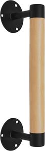 ($20.99) - New - 1ft Wood Handrail for Indoor Stairs, Wood Staircase Handrail W/s Black Sturdy Metal Brackets, Stair Banister Railing Wooden Safety Grab Bar for Elderly &#38; Kids