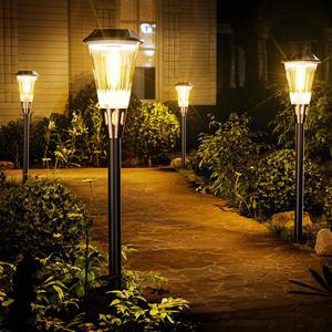 ($54.99) - New - Solar Pathway Lights Outdoor 6 Pack, 2-in-1 Cool &#38; Warm LED, IP65 Waterproof, Auto On/Off, Black