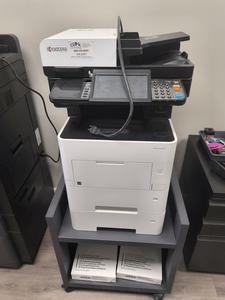 Kyocera ECOSYS M3655idn Fax/Copier with Table and (2) Reams of Paper 