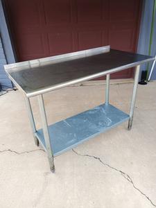 Commercial Stainless Steel Prep Table - 48&#34; X 24&#34; X 33&#34; (Lower Shelf has Dent)