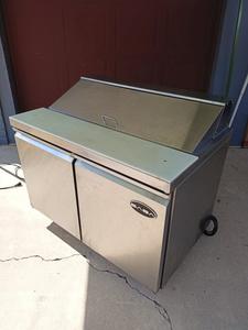 Saba Commercial Stainless Steel Reach-In Prep Table on Wheels - Model SPS-48-12