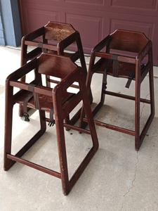 (3) Solid Wood High Chairs 