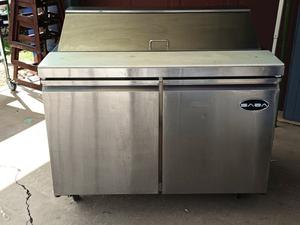 Saba Commercial Stainless Steel Reach-In Prep Table on Wheels - Model SPS-48-12
