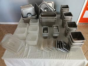 Assorted Stainless Steel &#38; Plastic Food Storage Bins with Lids