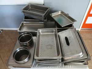 Assorted Stainless Steel Full Food Storage Trays with some Lids