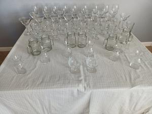 Group of Glasses Including Martini, Wine Carafe, Wine, Brandy Snifter and More