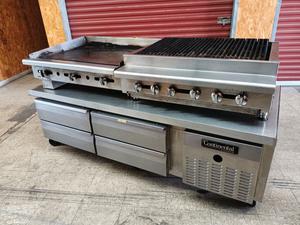 Continental Commercial Stainless Steel 4-Drawer Refrigerator Chef&#39;s Base on Wheels