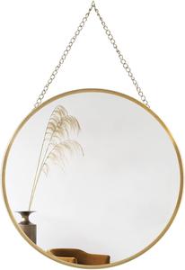 Gold Round Mirror with Hanging Chain