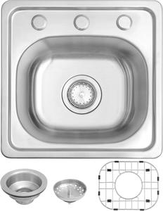 (Retail $75.90) 304 Stainless Steel Topmount RV Small Kitchen Sink, 15X15 inches