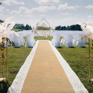 Preboun Natural Burlap Wedding Runner Aisle, 36&#34; x 20ft