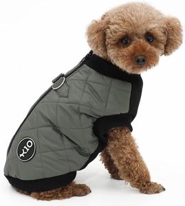 K10 Quiltee Coat with Leash Attachment for Pets, Olive Green, Size Large