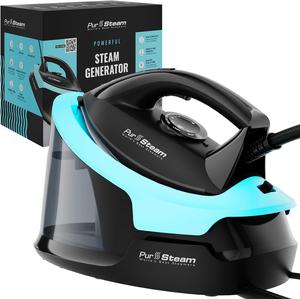 (Retail $92.99) Pur Steam Station Max Ceramic Soleplate Steam Iron, 1500W, 50.7oz Removable Water Tank (Used)