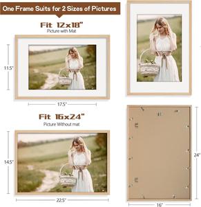 (2) Pack, 16&#34;x24&#34; Wood Picture Frame, Nature