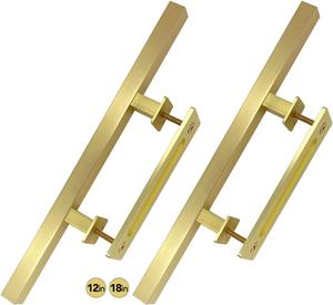 (Retail $75.70) Rio Salto Brushed Brass Gold Barn Door Handle Kit, 18 Inches