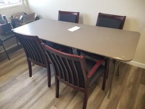 Buffet Table with Folding Legs Includes (4) Arm Chairs - 72&#34; x 30&#34; x 30&#34; (Cosmetic Wear)