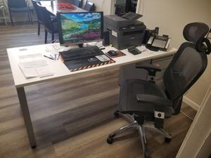 Three-H Desk with Mesh Ergonomic Office Chair - 72&#34; x 30&#34; x 29&#34; (Desk and Chair Only) 