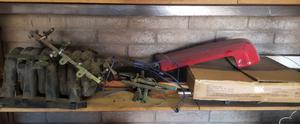 Assorted Used Auto Parts and Box of Razor Wire 