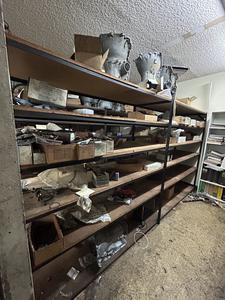 Industrial 2-Section Parts Rack Includes New, Used &#38; Refurbished Transmission Assemblies and Parts 