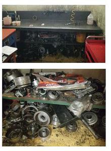 Metal Workbench Includes Assorted Used Parts 
