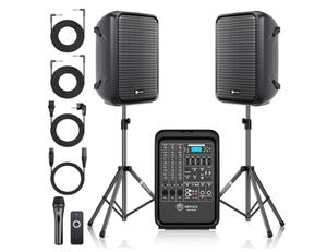 H voice portable pa Bluetooth, portable 2- way full range loud speaker with powered mixer, damage box item ok 