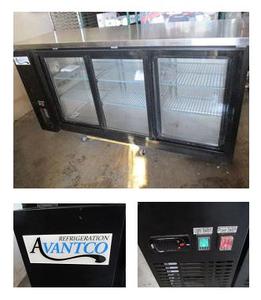 NEW Avantco UBB-72S-HC 73&#34; Black Counter Height Narrow Sliding Glass Door Back Bar Refrigerator