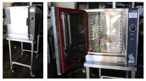 Groen HY-5E Commercial Stainless Steel Hyper-Therm Pressureless Electric Steamer with Rolling Table (Retail $13,000)