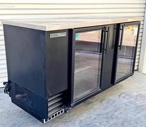 True 69&#34; Wide 2-Glass Door Refrigerated Back Bar Cooler