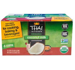 6 Cans, Thai Kitchen Organic Coconut Milk, Unsweetened, 13.66 Oz., Exp. 09/2026
