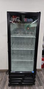 GLASS COOLER - GLASS DOOR ONE DOOR COOLER. KEEPS A VARIETY OF DRINKS COLD, CLEAR GLASS MAKES IT EASY TO SEE CONTENTS INSIDE. GREAT FOR MERCHANDISING FRONT OF HOUSE. 