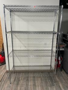 WIRE RACK - WIRE STORAGE RACK. 4 SHELVES. HEAVY DUTY CONSTRUCTION. GREAT FOR ORGANIZATION IN RESTAURANTS AND HOME. RETAIL $160.00 