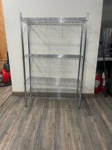 WIRE RACK - WIRE STORAGE RACK. 4 SHELVES. HEAVY DUTY CONSTRUCTION. GREAT FOR ORGANIZATION IN RESTAURANTS AND HOME. RETAIL $160.00 
