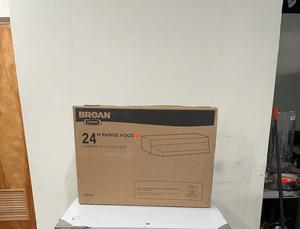 RANGE HOOD - *** BRAND NEW *** 24 IN BROAN RESIDENTIAL RANGEHOOD. RECIRCULATING HOOD, REMOVEABLE GREASE FILTER, WHITE COLOR.