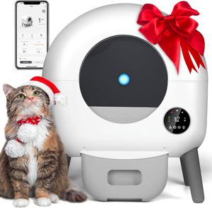 (Retail $369.99) Self Cleaning Litter Box with APP Control, 105L, White 