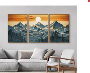 (Retail $94.99) Tinonedraw Vintage Mountain Framed Canvas Wall Art, 16&#34; x 24&#34;