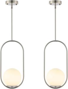 (Retail $136.99) BYOLIMA Modern Globe Pendant 1-Light Mid Century Ceiling, White 