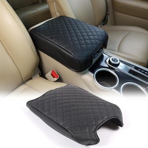 Center Console Armrest Cover Compatible with Nissan Pathfinder 2013-2020, Leather, Black