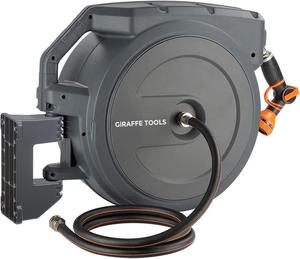 Retractable Garden Hose Reel - Black, 5/8 Inch x 90ft