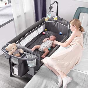 (Retail $188.88) Adovel Baby Bassinet Bedside Crib, Pack And Play With Mattress - Gray