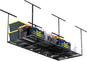 (Retail $139.99) Soywey Overhead Garage Storage Rack - Black, 3x8FT