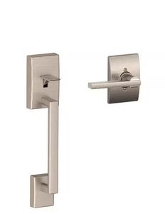 Schlage Century Satin Nickel Door Handleset Grip with Latitude Door Handle and Century Trim (retail price $109) AS-IS